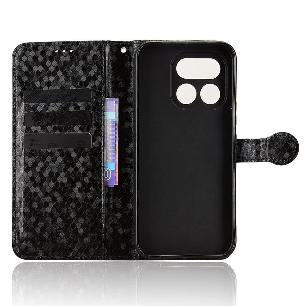 For Realme 16 Pro 5G Wallet Case Dot Pattern Imprint PU Leather Phone Cover with Wrist Strap - Black - 4