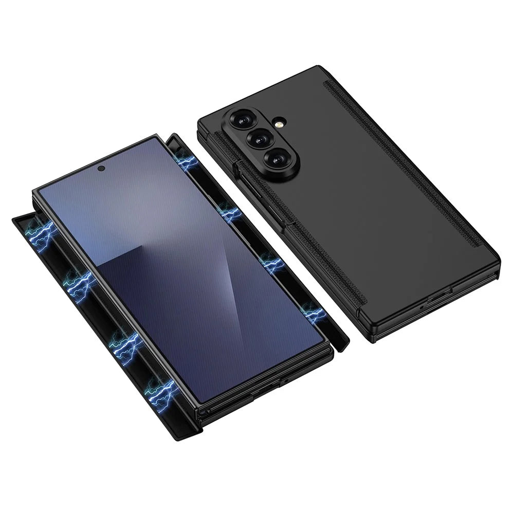GKK For Samsung Galaxy Z TriFold 5G Case with Tempered Glass Front Screen Film Dual Magnetic Hinge Hard PC Foldable Phone Cover - Black - 3