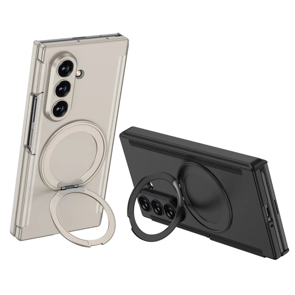 GKK For Samsung Galaxy Z TriFold 5G Magnetic Case with Rotating Metal Kickstand Hard PC Phone Cover - Dark Blue - 3