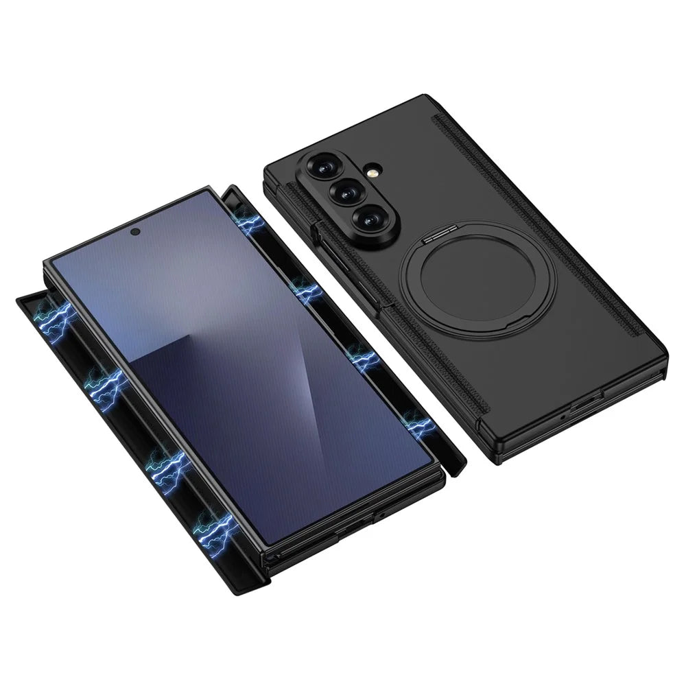 GKK For Samsung Galaxy Z TriFold 5G Magnetic Case with Rotating Metal Kickstand Hard PC Phone Cover - Dark Blue - 4