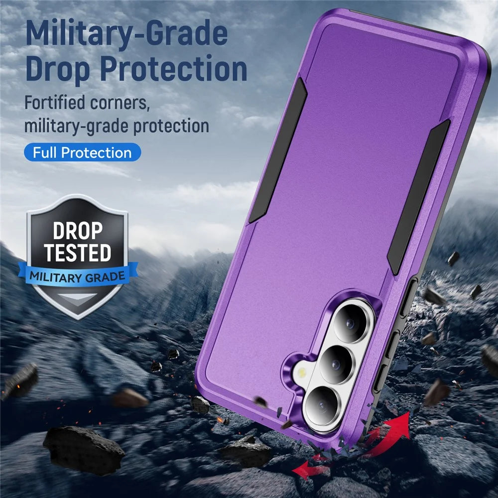 For Samsung Galaxy S26+ Case PC + TPU Military Grade Drop Protective Phone Cover - Purple + Black - 3