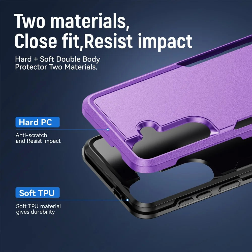 For Samsung Galaxy S26+ Case PC + TPU Military Grade Drop Protective Phone Cover - Purple + Black - 5