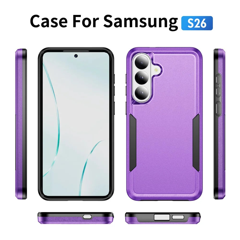 For Samsung Galaxy S26+ Case PC + TPU Military Grade Drop Protective Phone Cover - Purple + Black - 7