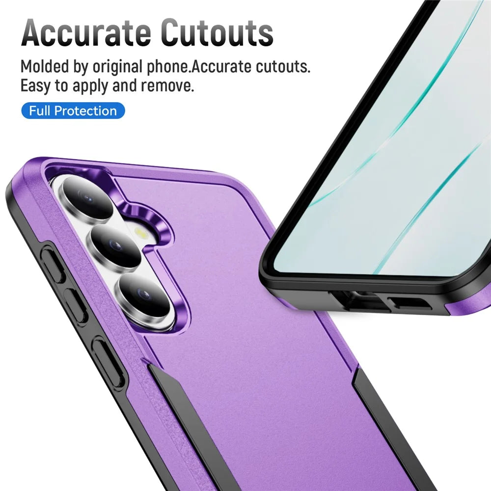 For Samsung Galaxy S26 Case PC + TPU Military Grade Drop Protective Phone Cover - Purple + Black - 6