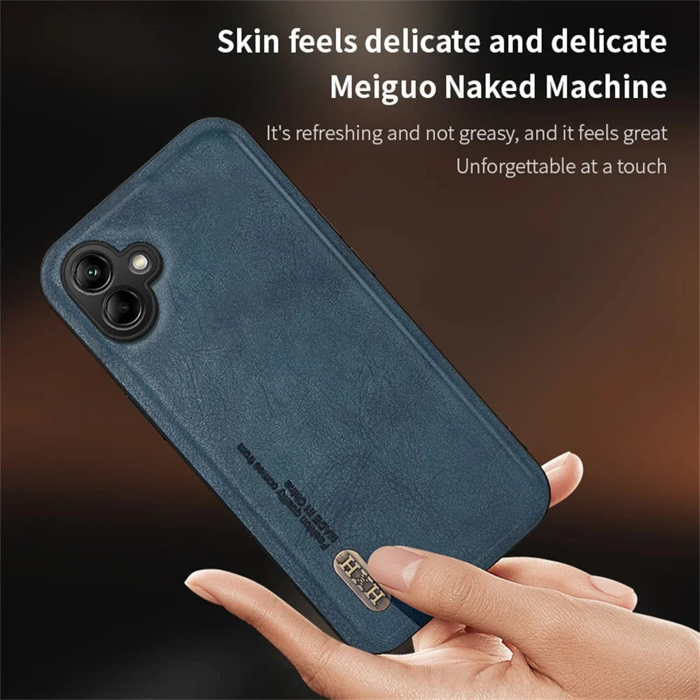 For Samsung Galaxy A08 5G / A08 4G / A07 4G Case Retro Texture Matte TPU + PU Leather Back Cover Support Magnetic Car Holder - Black - 4