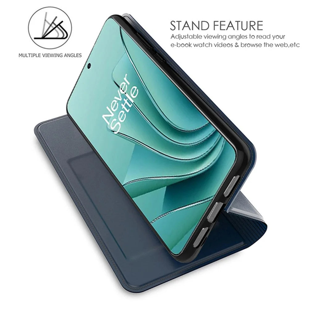 For OnePlus Turbo 6V 5G Case PU Leather Phone Cover with Card Holder Stand - Blue - 2