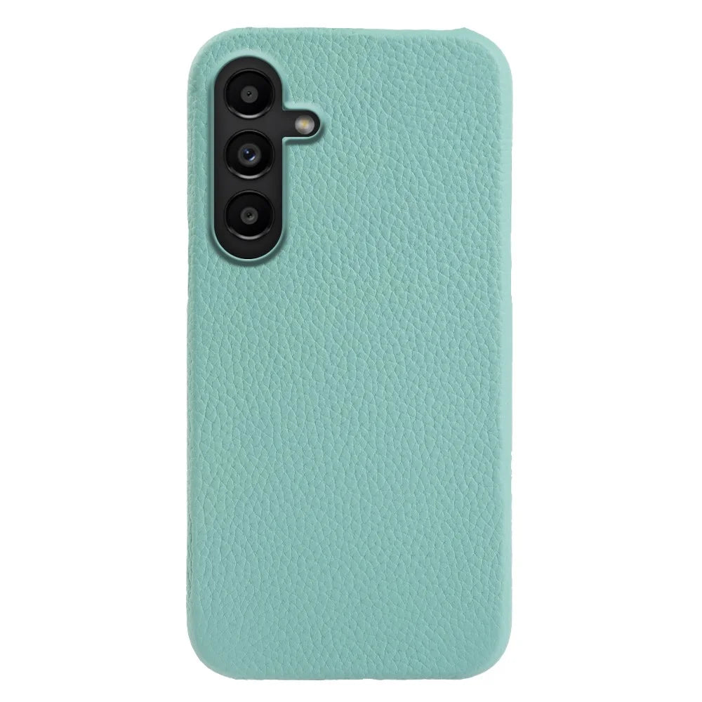 For Samsung Galaxy A18 5G / A18 4G / A17 5G / A17 4G Magnetic Case Litchi Texture Genuine Cow Leather + PC Shockproof Phone Back Cover - Mint Green - 1