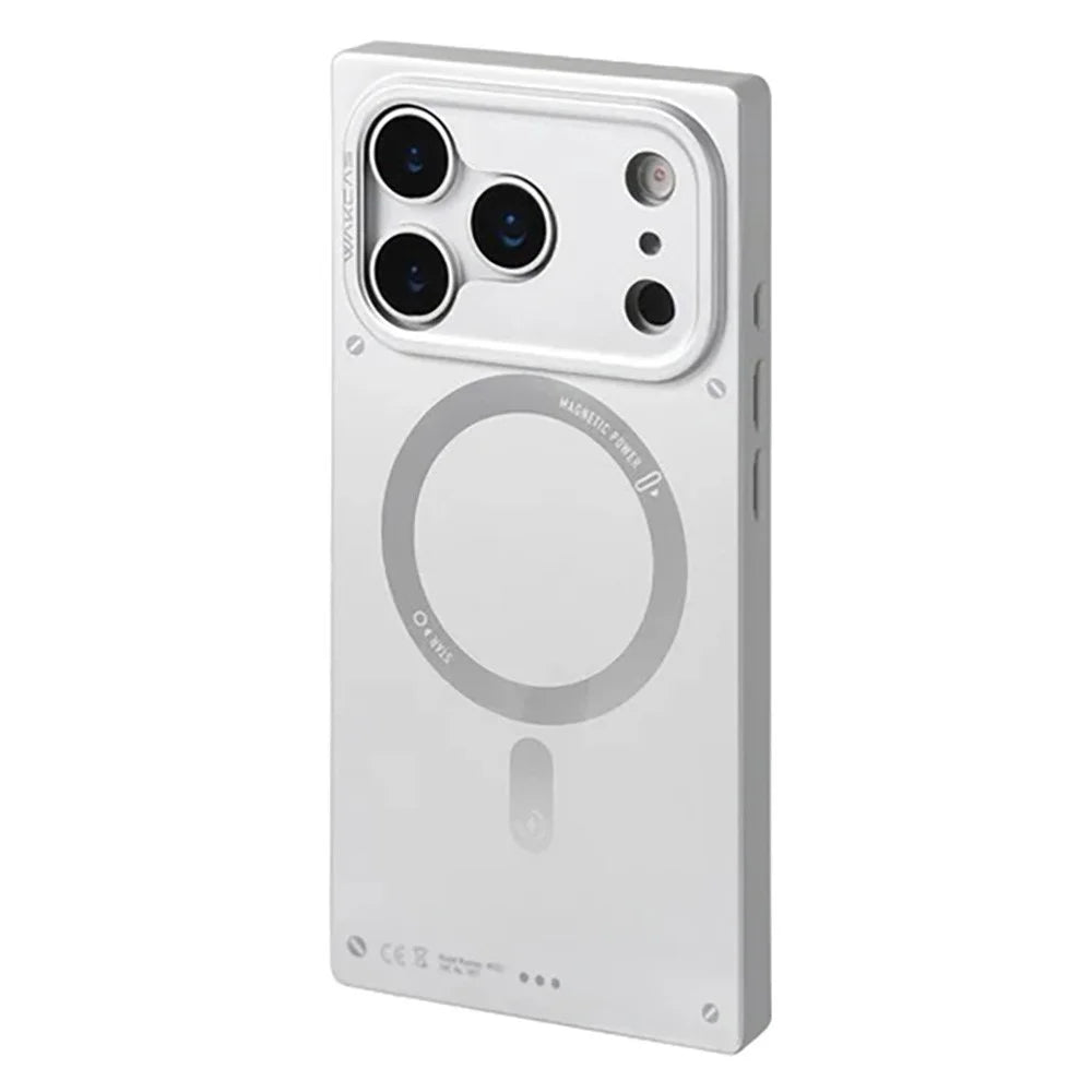 WAKCAS For iPhone 17 Pro Max Magnetic Case Matte Electroplated TPU Square Phone Cover Compatible with MagSafe - Silver - 1
