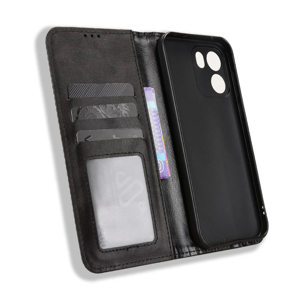 For OnePlus Nord CE6 5G / Turbo 6V 5G Leather Case Wallet Stand Retro Texture Phone Cover - Black - 5