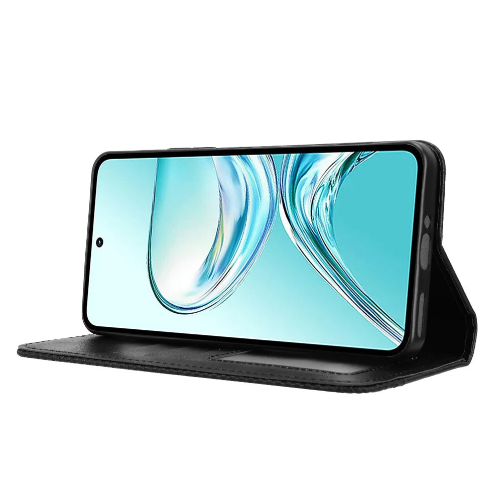 For ZTE nubia Focus 2 Ultra 5G Leather Case Wallet Stand Retro Texture Phone Cover - Black - 7