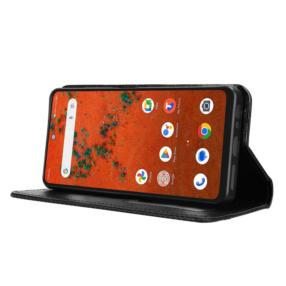 For ZTE Blade A75 Pro 5G Leather Case Wallet Stand Retro Texture Phone Cover - Black - 7