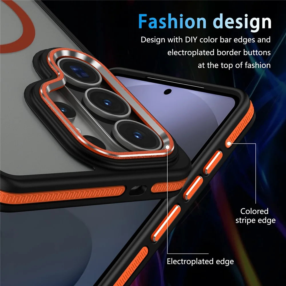 For Samsung Galaxy S26 Ultra Magnetic Case Matte Skin Touch Anti Drop TPU PC Phone Cover - Orange - 3