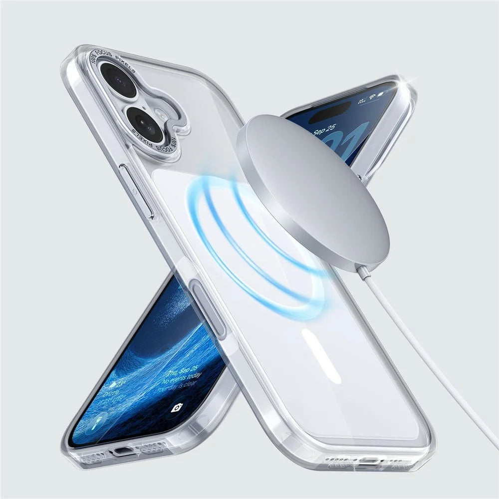 For iPhone 17 Magnetic Case Shockproof TPU PC Clear Phone Cover Compatible with MagSafe - White - 5