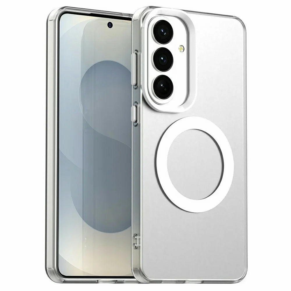 For Samsung Galaxy S26 Magnetic Case Anti Drop Hybrid Phone Back Cover - White - 1