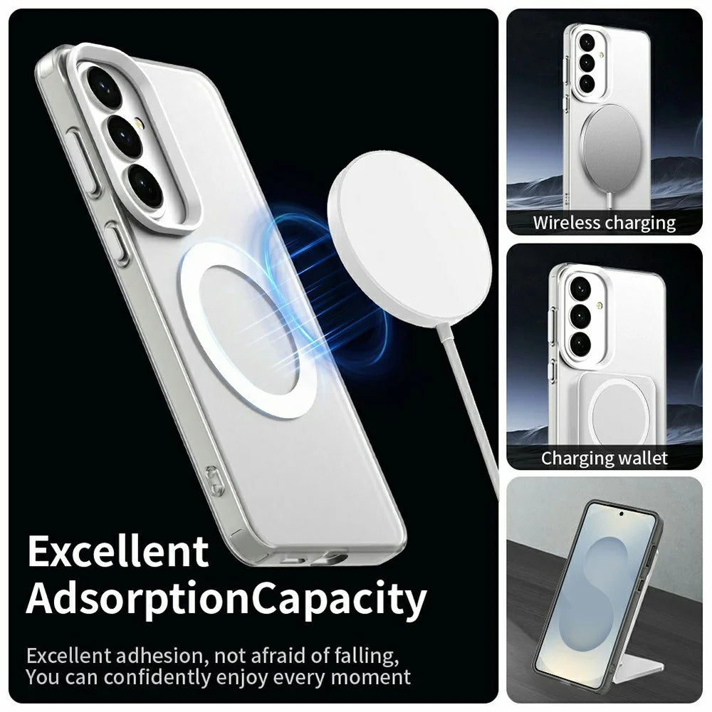 For Samsung Galaxy S26+ Magnetic Case Anti Drop Hybrid Phone Back Cover - Silver - 2