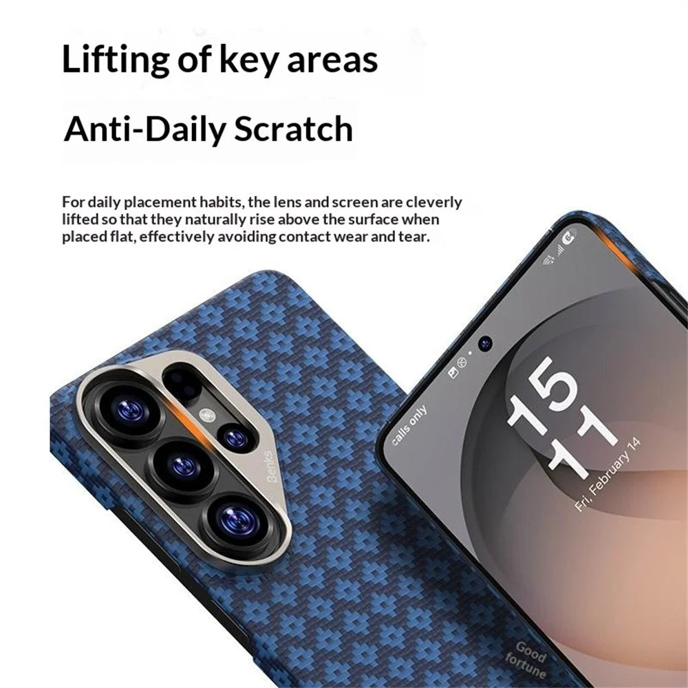 BENKS For Samsung Galaxy S26 Ultra Magnetic Case Aramid Fiber Phone Cover - Blue - 7