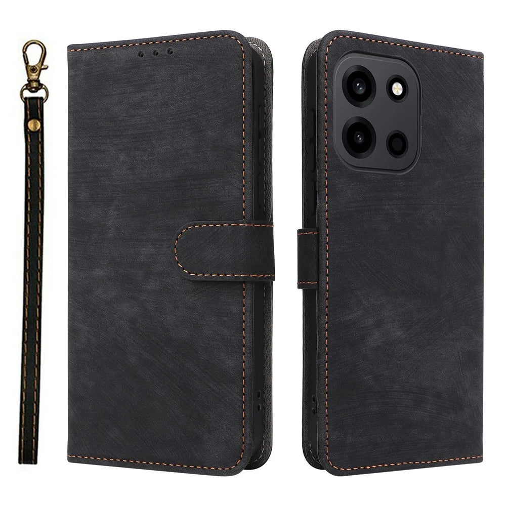 Phone Case For OnePlus Nord CE6 5G / Nord 6 5G / Turbo 6V 5G / Turbo 6 5G Wallet RFID Blocking PU Leather Phone Cover Stand with Strap - Black - 1