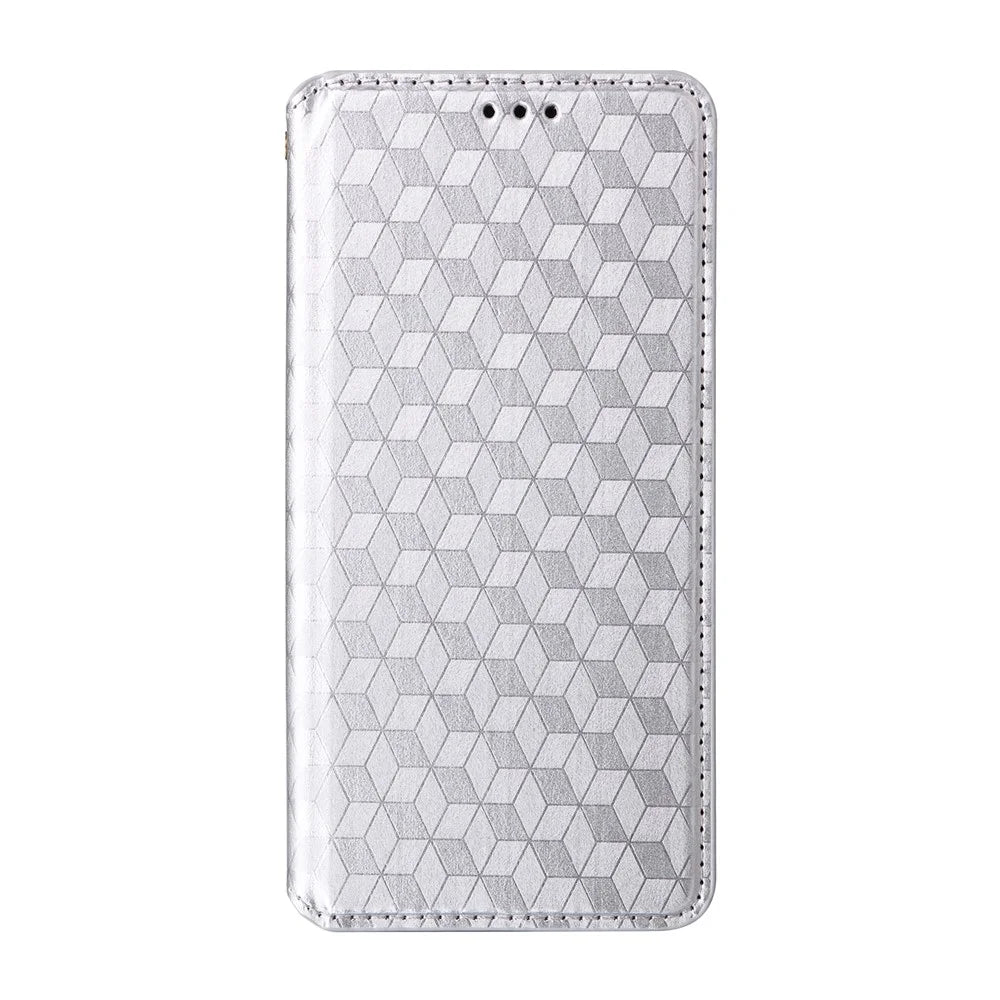 Phone Case for OnePlus Nord CE6 5G / Nord 6 5G / Turbo 6V 5G / Turbo 6 5G Wallet Rhombus Imprinted PU Leather Phone Cover - Silver - 6