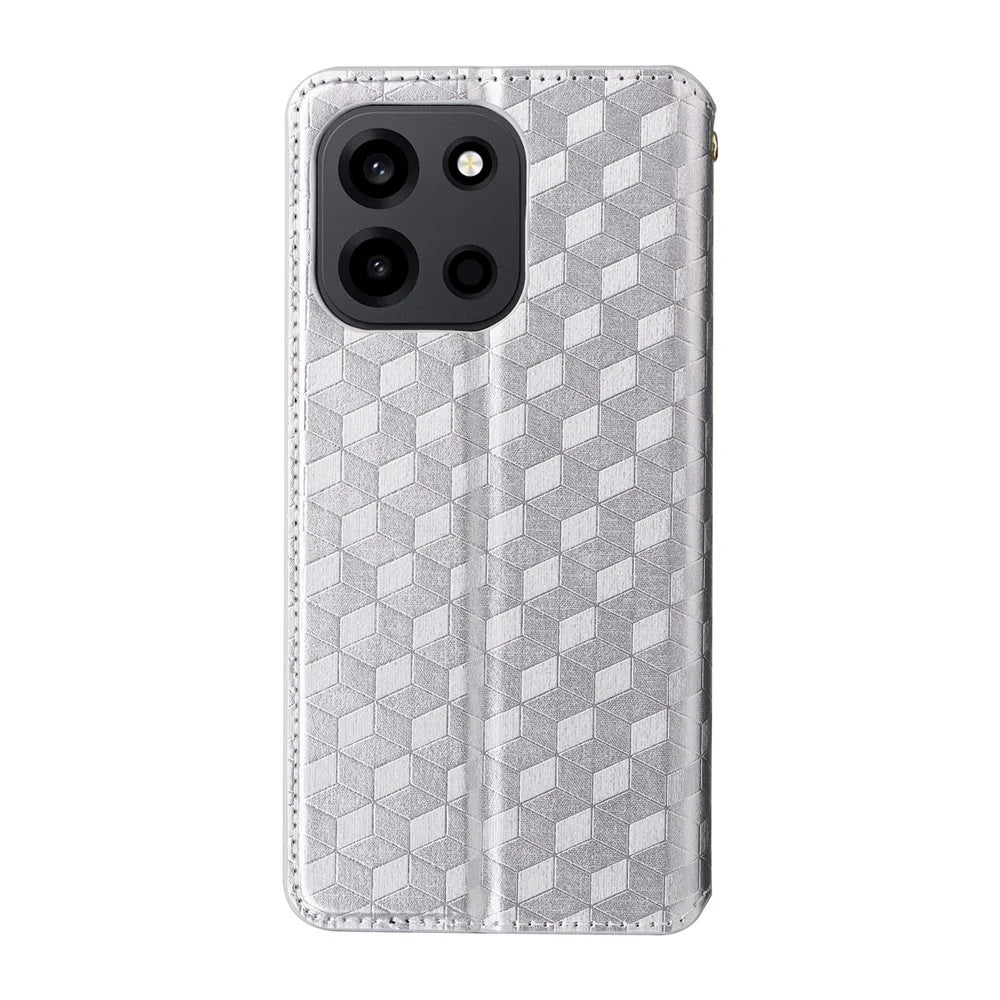 Phone Case for OnePlus Nord CE6 5G / Nord 6 5G / Turbo 6V 5G / Turbo 6 5G Wallet Rhombus Imprinted PU Leather Phone Cover - Silver - 7