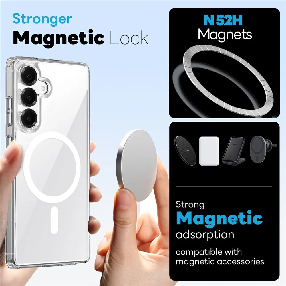 NORTHJO For Samsung Galaxy S26+ Magnetic Case PC + TPU Phone Cover Set with Front Screen Protector + Lens Film - Transparent - 2