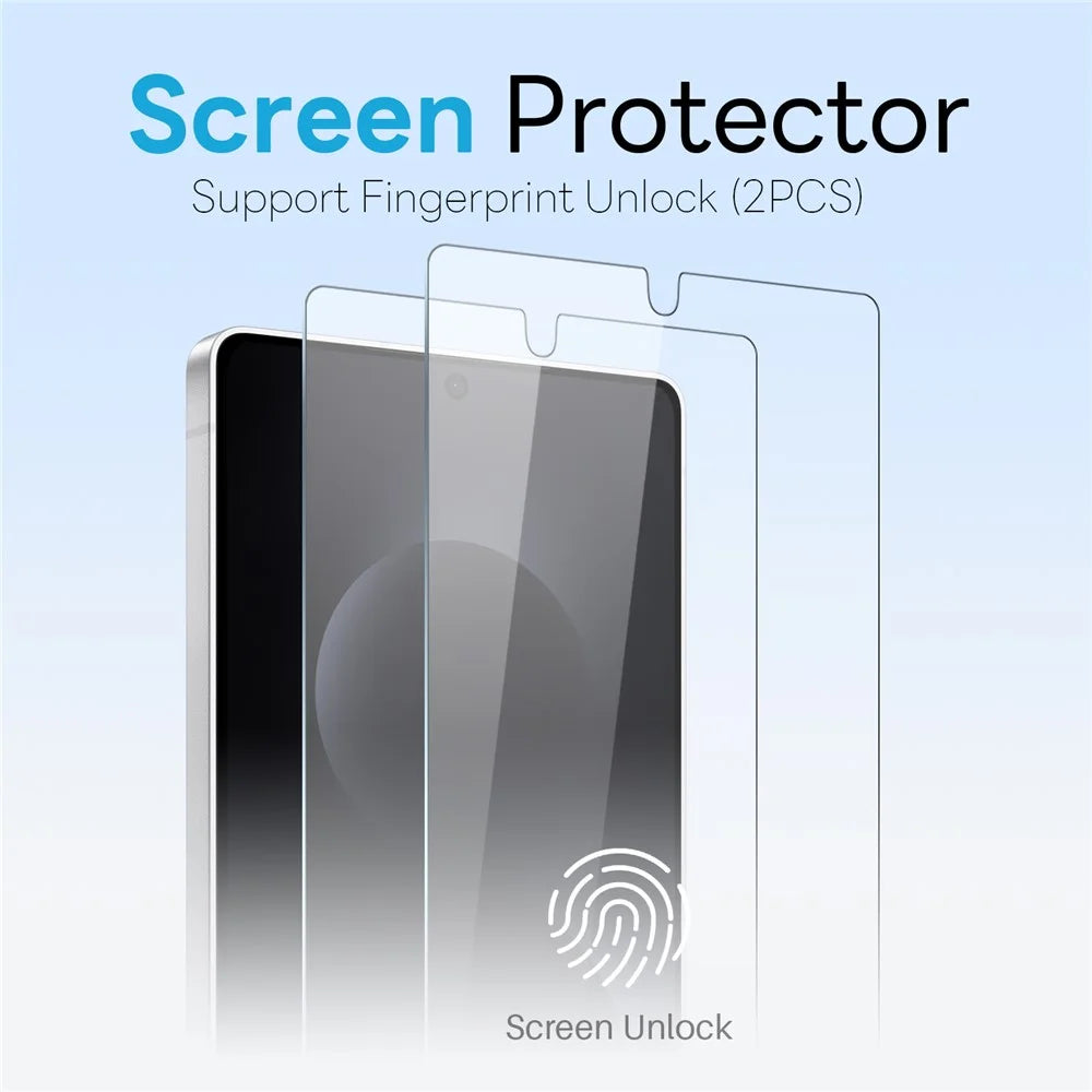 NORTHJO 5 in 1 Set for Samsung  Galaxy S26  /  S26 Pro Magnetic Case PC + TPU Phone Cover with 2 Front Screen Protector (Support Fingerprint Unlock) + 2 Lens Film - Transparent - 3