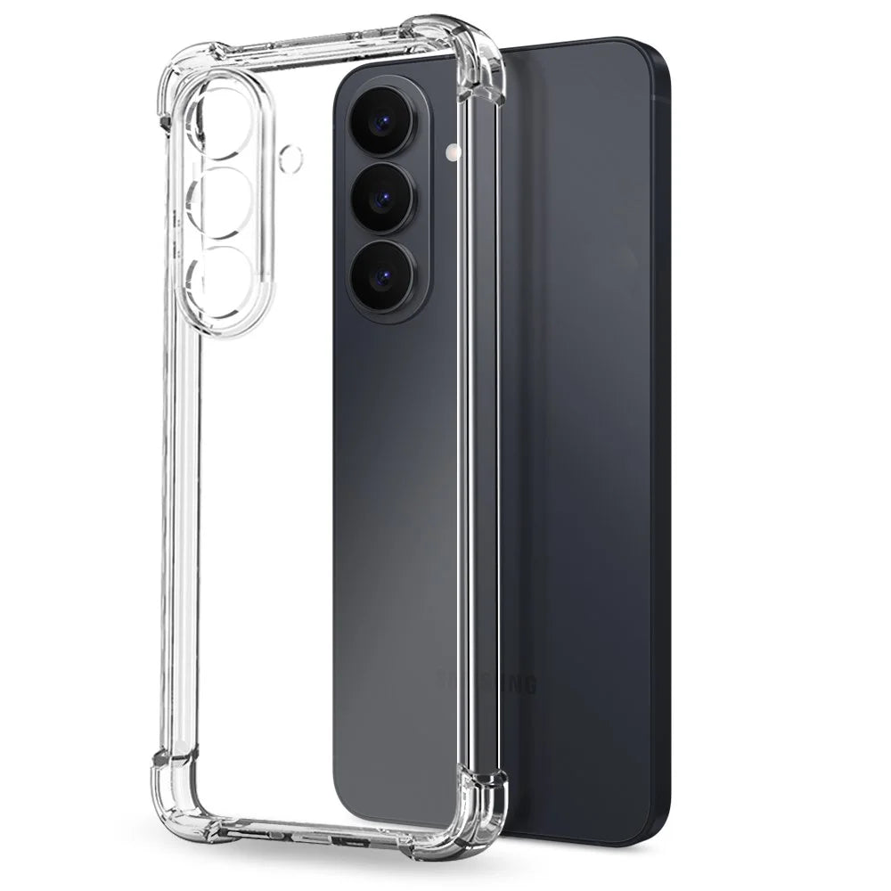 NORTHJO For Samsung Galaxy S26 Case Shockproof TPU Clear Phone Cover with Tempered Glass Support Fingerprint Unlock - Transparent - 2