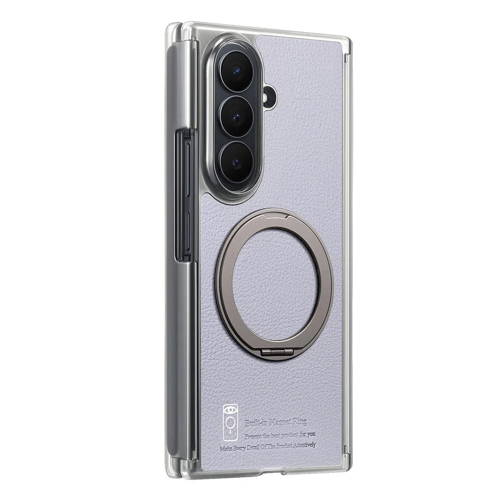 For Samsung Galaxy Z TriFold 5G Magnetic Case with 360° Ring Stand Hinge Protection PU PC TPU Phone Cover - Light Purple - 4