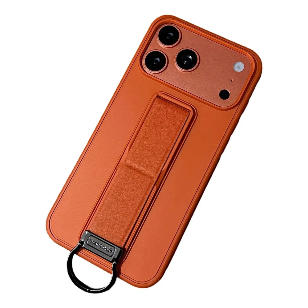 For iPhone 17 Pro Max Case with Kickstand  /  D-Ring Holder TPU PC Phone Back Cover - Brown - 1