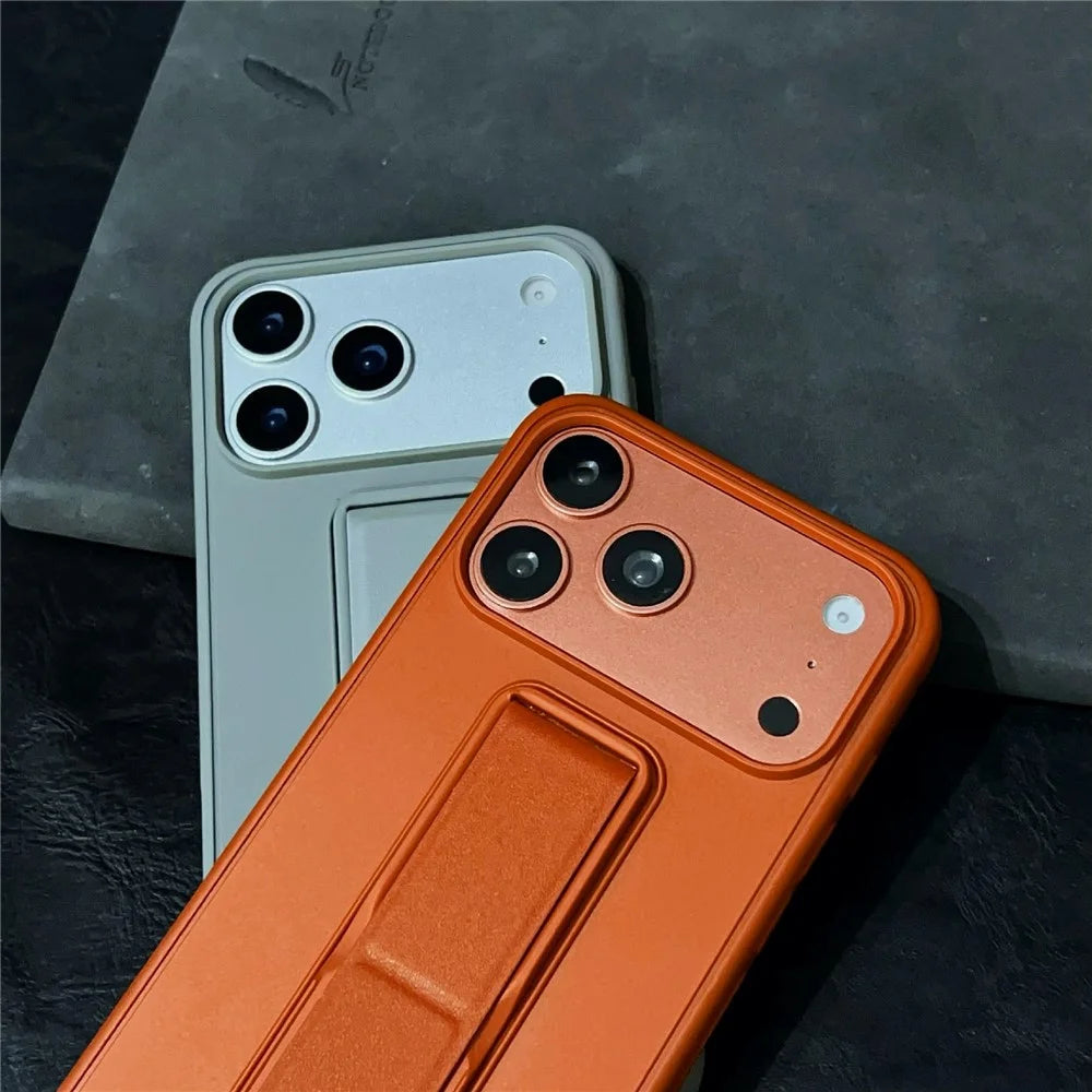 For iPhone 17 Pro Max Case with Kickstand  /  D-Ring Holder TPU PC Phone Back Cover - Brown - 6