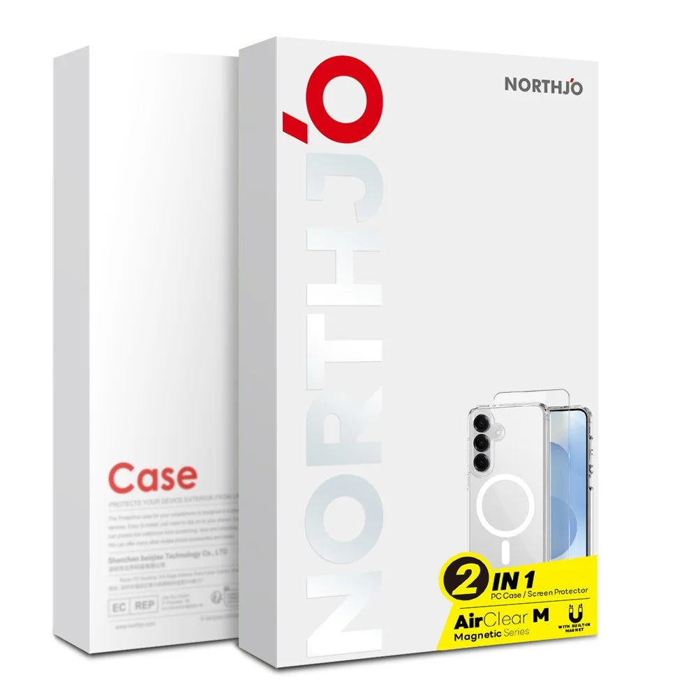 NORTHJO For Samsung Galaxy S26 Magnetic Case PC + TPU Phone Cover Set with Tempered Glass Film (Support Fingerprint Unlock) - Transparent - 4