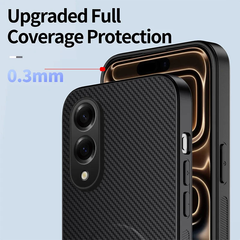WANLONFENG For Samsung Galaxy S25 Edge Magnetic Case with 2Pcs Tempered Glass Films  QT1 Series Kickstand Carbon Fiber Texture PC TPU Phone Cover - Black - 5