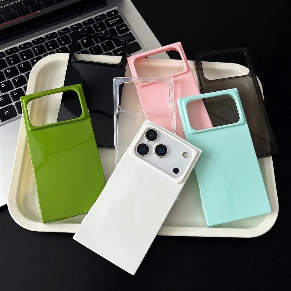 For iPhone 17 Pro Soft TPU Case Ultra Thin Square Design Anti Drop Phone Protective Cover - Grey - 7