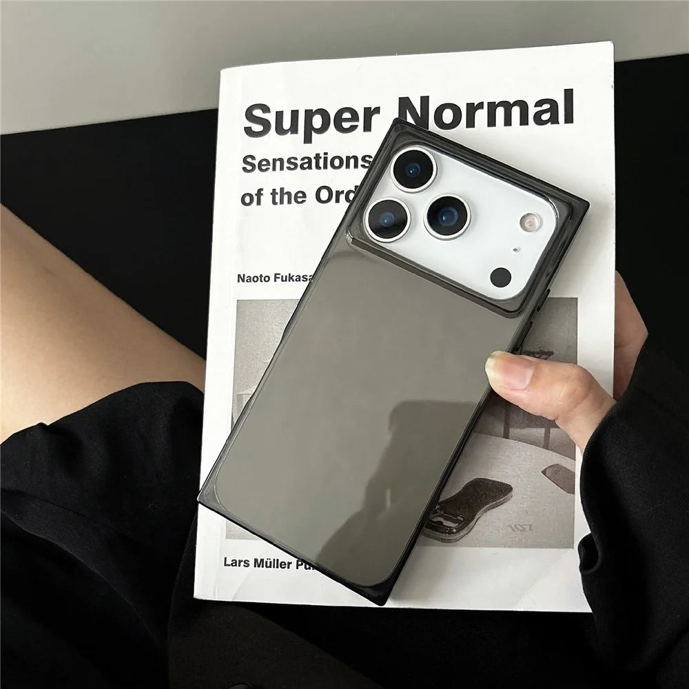 For iPhone 17 Pro Max Soft TPU Case Ultra Thin Square Design Anti Drop Phone Protective Cover - Grey - 1