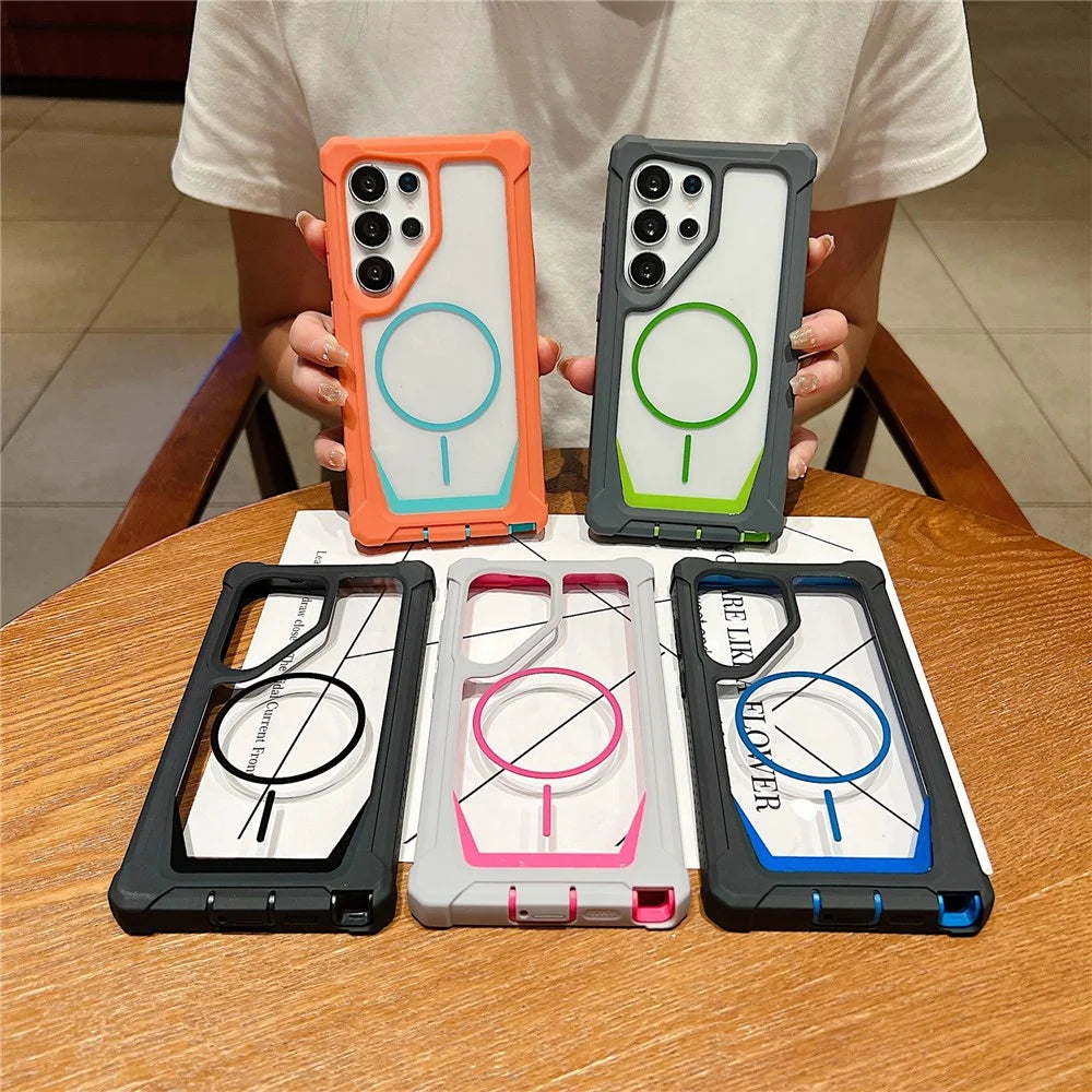 For Samsung Galaxy S25 Ultra Magnetic Case Dual Color Detachable TPU Acrylic Phone Cover - Green - 7