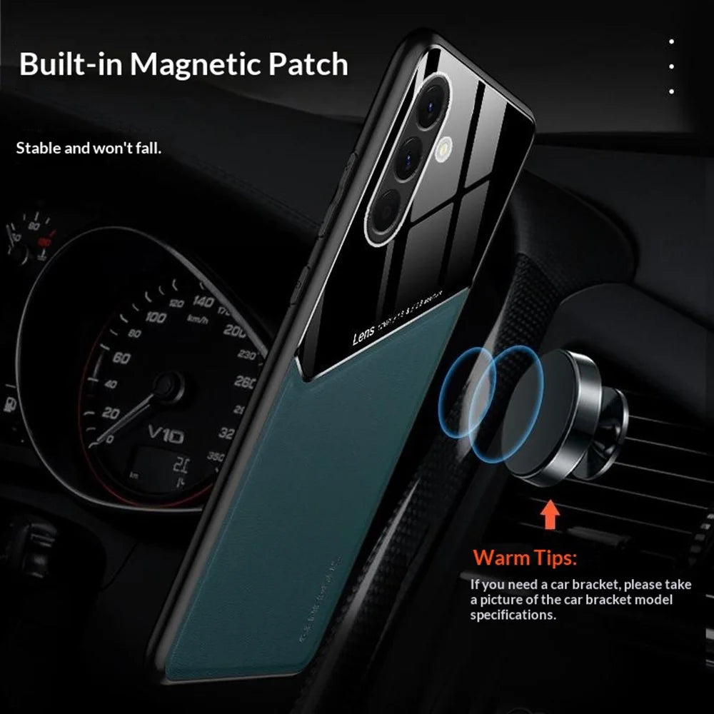 For Samsung Galaxy A57 5G Case Precise Cutout Leather Coated PC + TPU Phone Back Cover Built-in Metal Sheet - Green - 2
