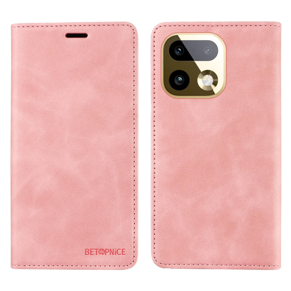 BETOPNICE For Realme 16 Pro+ 5G Case  Magnetic Closure RFID Blocking Wallet Stand Leather Phone Cover - Pink - 1