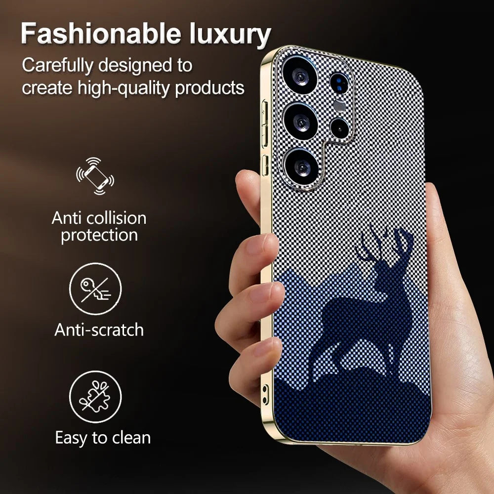 For Samsung Galaxy S25 Ultra Case Lucky Deer PC + TPU Electroplating Phone Cover - Dark Blue - 5