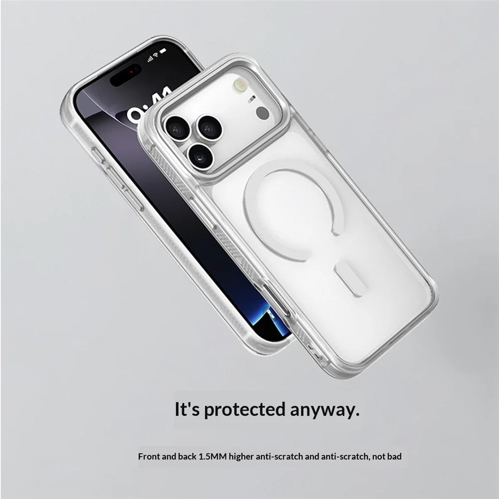 For iPhone 17 Pro Magnetic Case TPU PC Phone Cover with Detachable White Flowers Backplate - Purple - 6