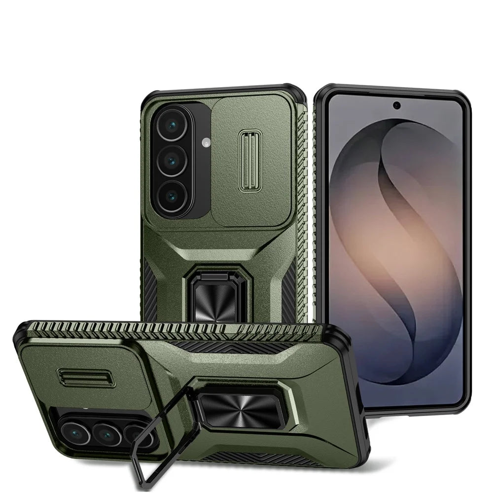 For Samsung Galaxy S26+ Case Camshield Kickstand TPU + PC Anti-Slip Phone Cover - Green - 1