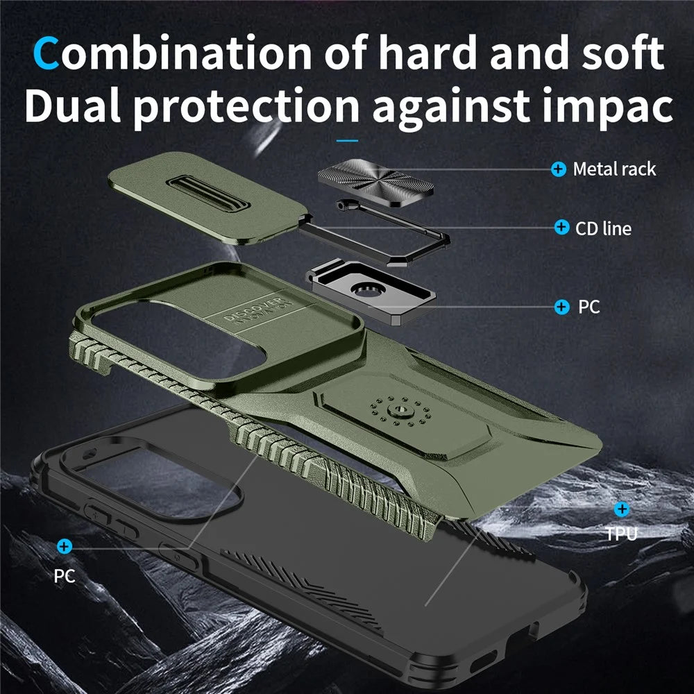 For Samsung Galaxy S26+ Case Camshield Kickstand TPU + PC Anti-Slip Phone Cover - Green - 3
