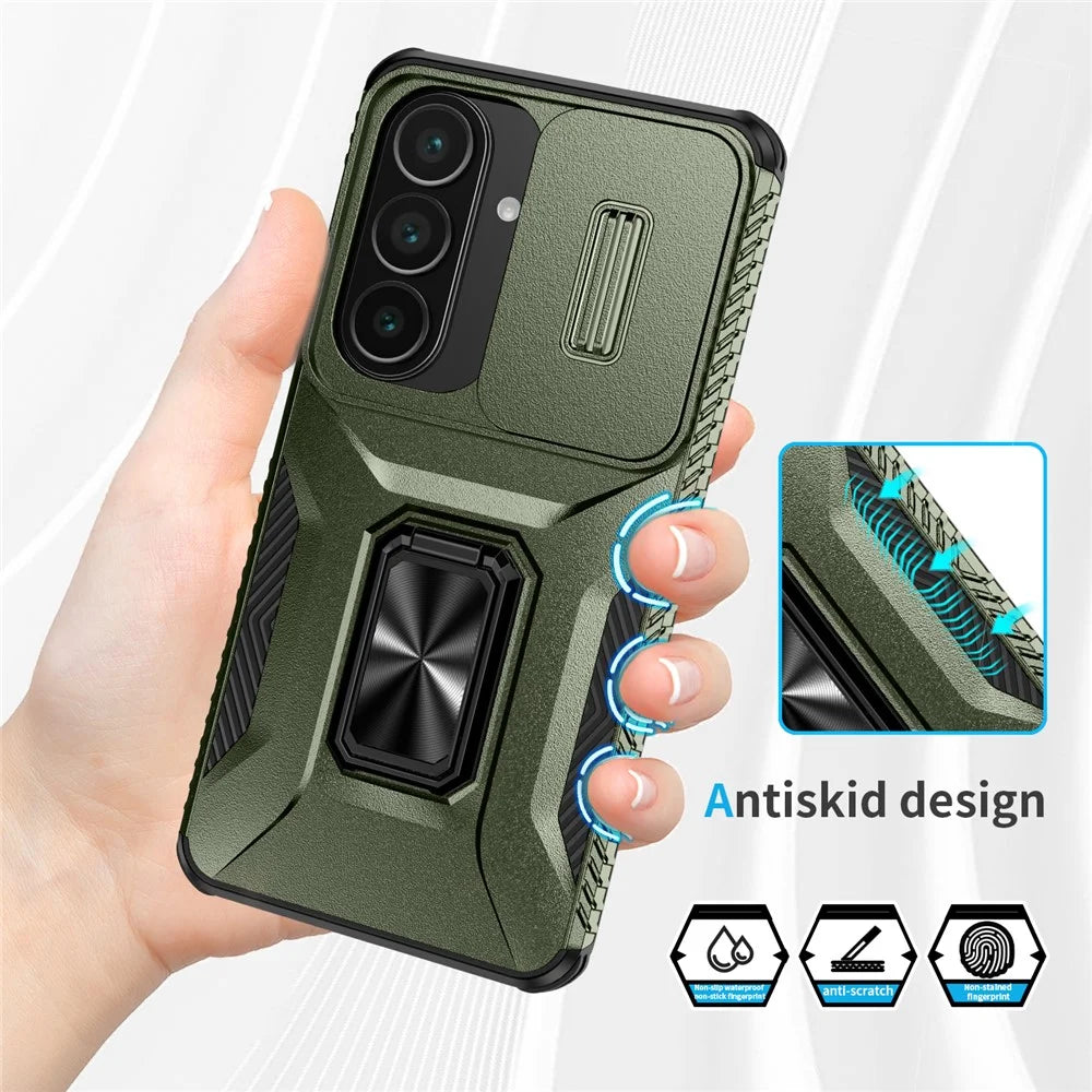 For Samsung Galaxy S26+ Case Camshield Kickstand TPU + PC Anti-Slip Phone Cover - Green - 5