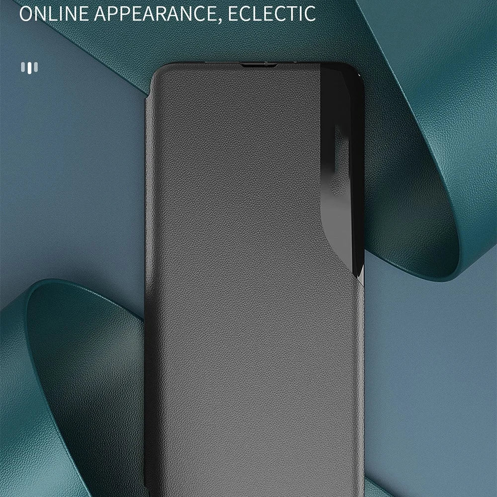 For Samsung Galaxy A37 5G Phone Case View Window Folio Flip PU Leather Stand Cover - Black - 4