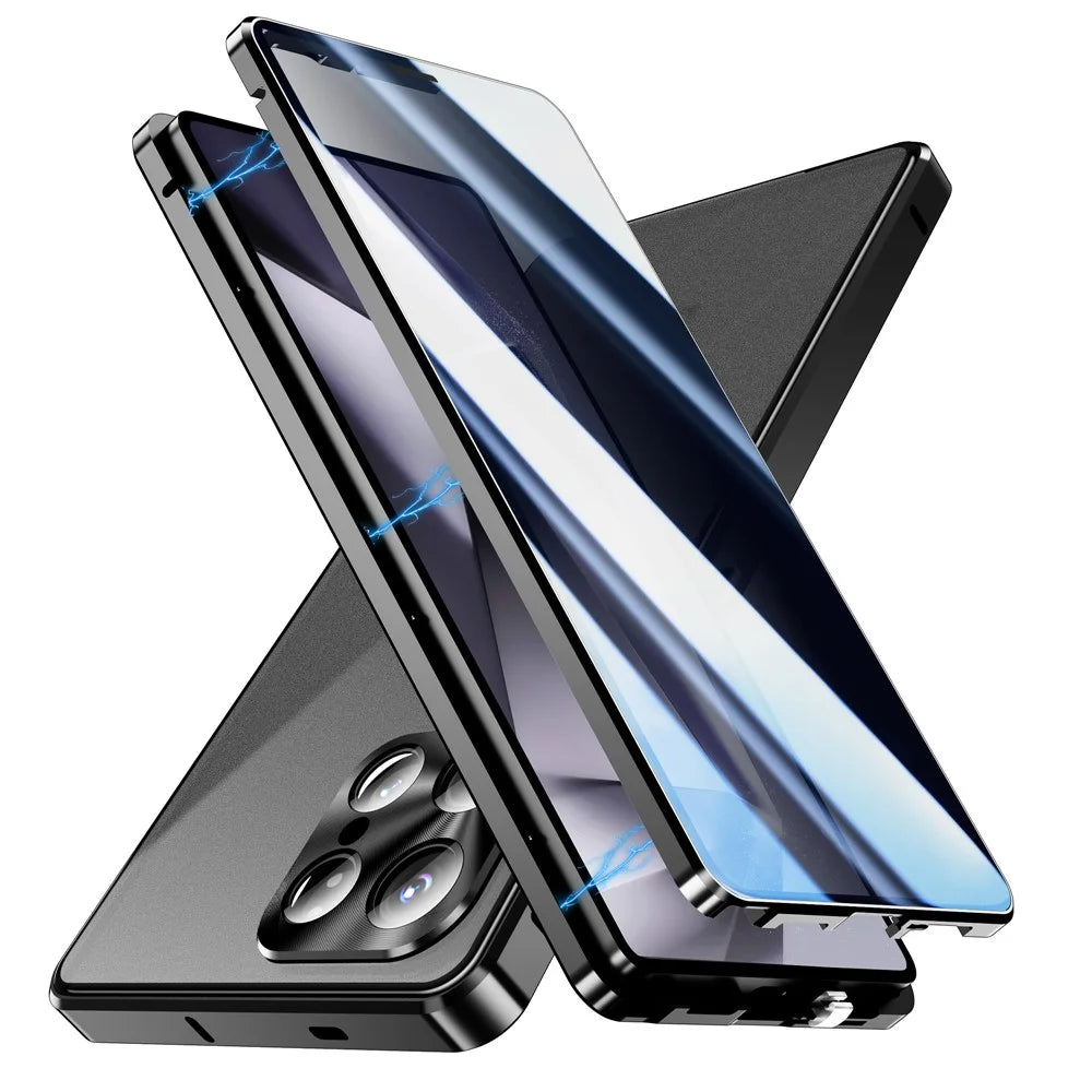 For Samsung Galaxy S26 Ultra Case Anti-Spy Tempered Glass Film Magnetic Frame Phone Cover - Silver - 3