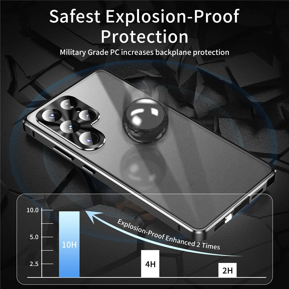 For Samsung Galaxy S26 Ultra Case Anti-Spy Tempered Glass Film Magnetic Frame Phone Cover - Silver - 4