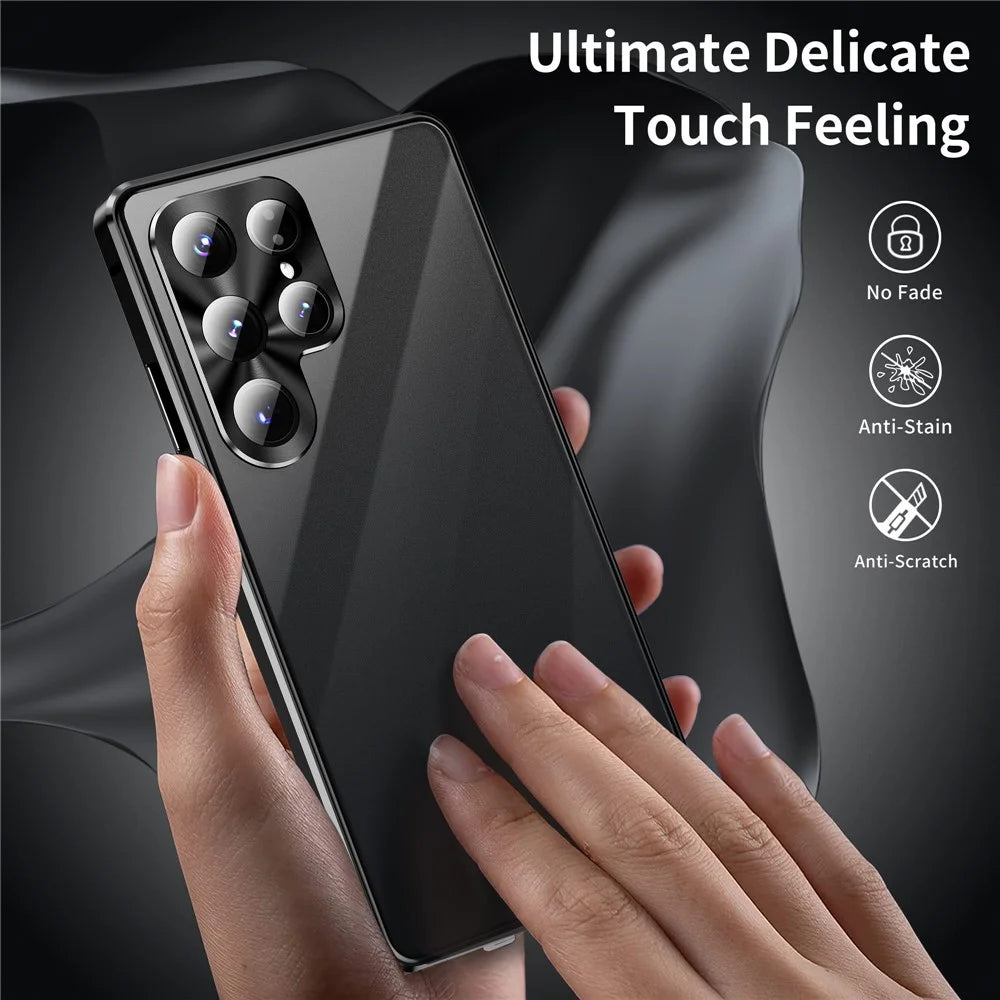 For Samsung Galaxy S26 Ultra Case Anti-Spy Tempered Glass Film Magnetic Frame Phone Cover - Silver - 5