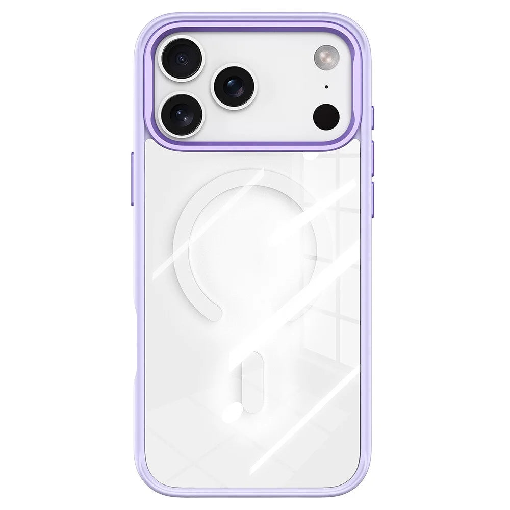For iPhone 17 Pro Max Magnetic Case TPU PC Phone Cover with Detachable Light Purple Bird Pattern Backplate - Purple - 2