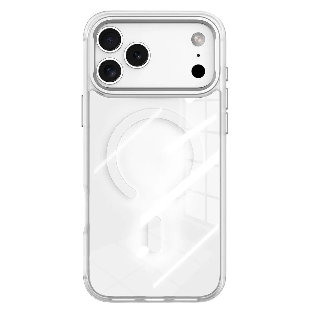 For iPhone 17 Pro Magnetic Case TPU PC Phone Cover with Detachable Glacier Red House Pattern Backplate - White - 2