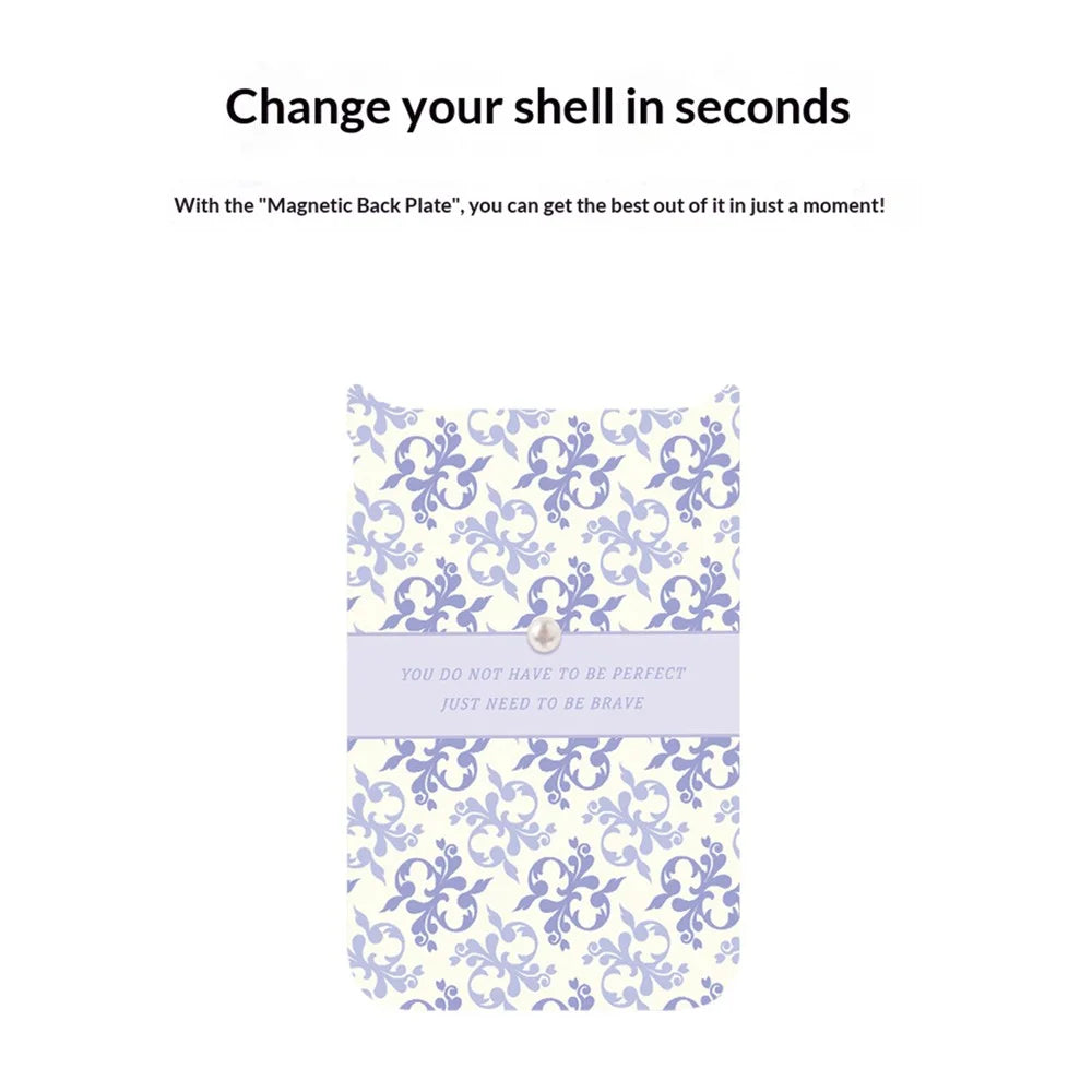 For iPhone 17 Pro Magnetic Case TPU PC Phone Cover with Detachable Light Purple Flower Pattern Backplate - Purple - 5