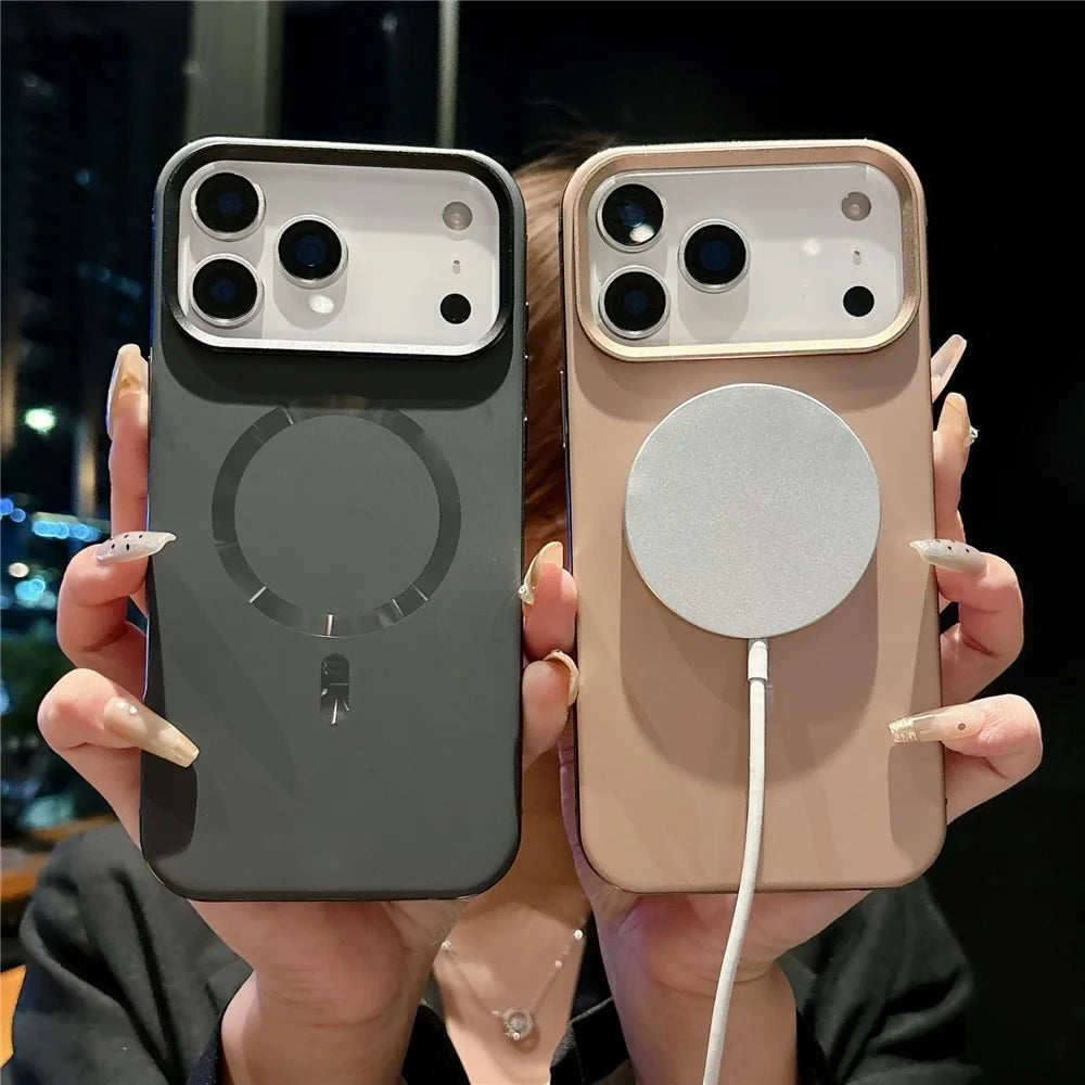 For iPhone 17 Pro Max Magnetic Case CD Veins Aluminum Alloy TPU PC Phone Cover Compatible with MagSafe - Desert Gold - 3