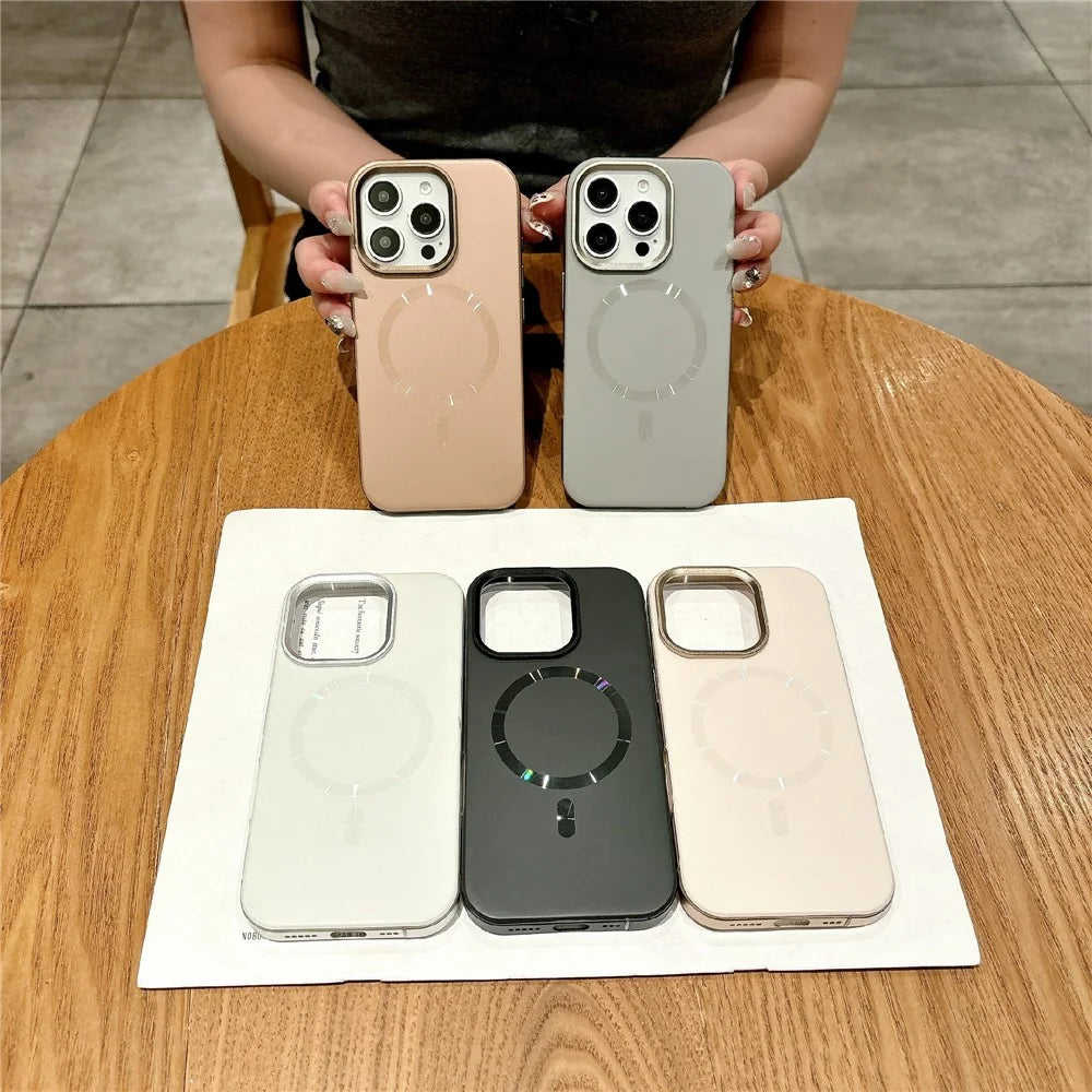 For iPhone 16 Pro Max Magnetic Case CD Veins Aluminum Alloy TPU PC Phone Cover Compatible with MagSafe - Desert Gold - 7